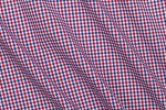 Close Up View of Blue and Red Mini Gingham Shirt Fabric
