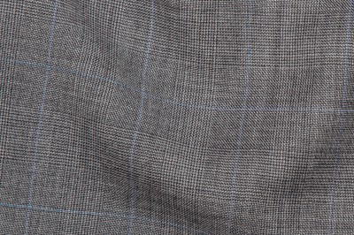 Close Up view Pocket Square Grey Prince Of Wales Fabric in super 120s wool