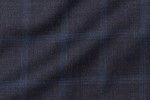 Close up view of Navy Windowpane Fabric in Super 130s
