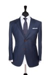 Front Mannequin view of Pocket Square's Bohemian Navy Suit with brown button customisation