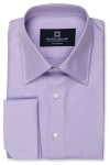 Purple Herringbone Shirt with angled french cuff and spread collar shirt photo