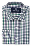 Green and Blue Check Shirt with Spread Collar and Rounded Cuff Product Photo