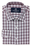 Red and Blue Check Shirt with Spread Collar and Rounded Cuff Product Photo