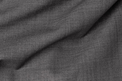 Close up view Pocket Square Mid Grey Sharkskin Plain Fabric in Super 110s